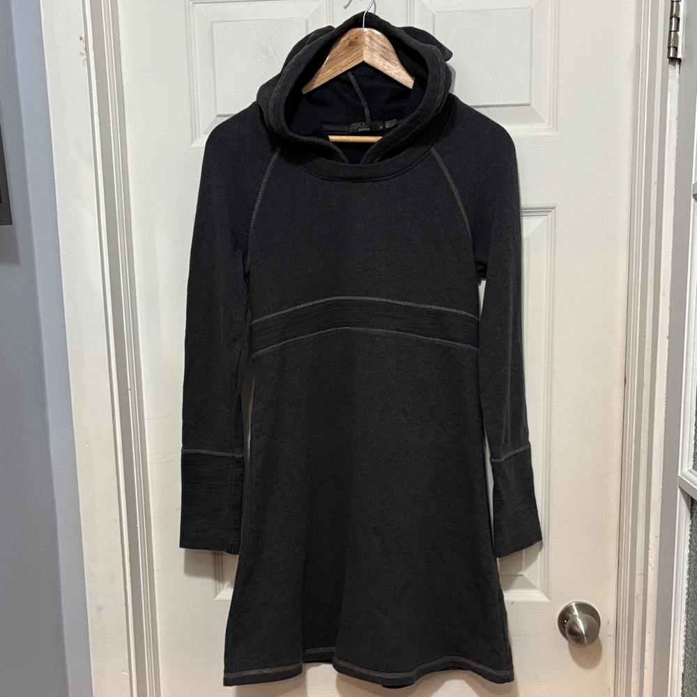 PRANA Nanette Grey Hooded Sweatshirt Dress